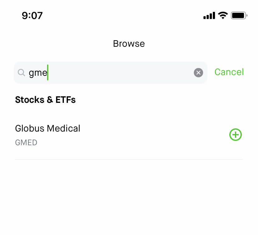 GameStop stock does not show up on the app when searched. (Yahoo Finance)