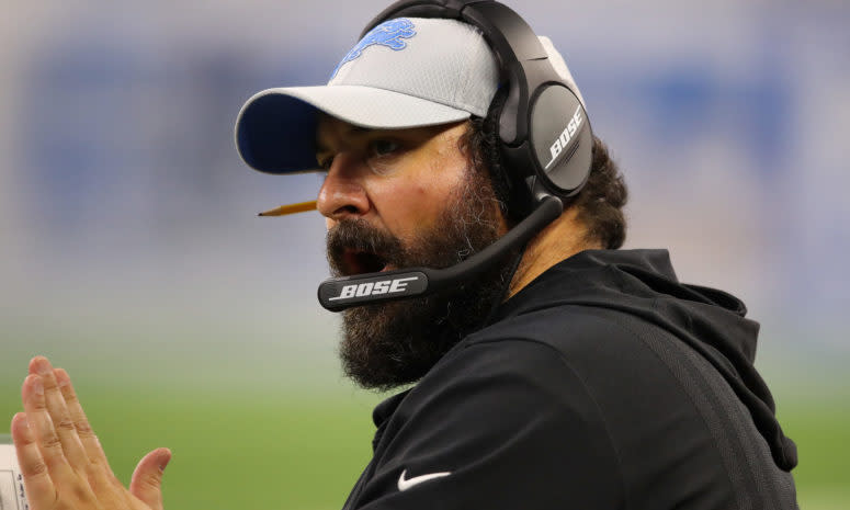 A closeup of Detroit Lions coach Matt Patricia.