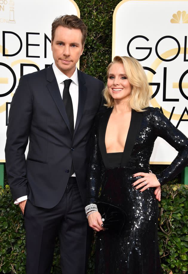 Dax Shepard and Kristen Bell at the 74th Annual Golden Globe Awards on Jan. 8, 2017, in Beverly Hills, California. Bell said she and her husband make it a point to talk to their kids about taboo subjects like Shepard's past addiction troubles. 