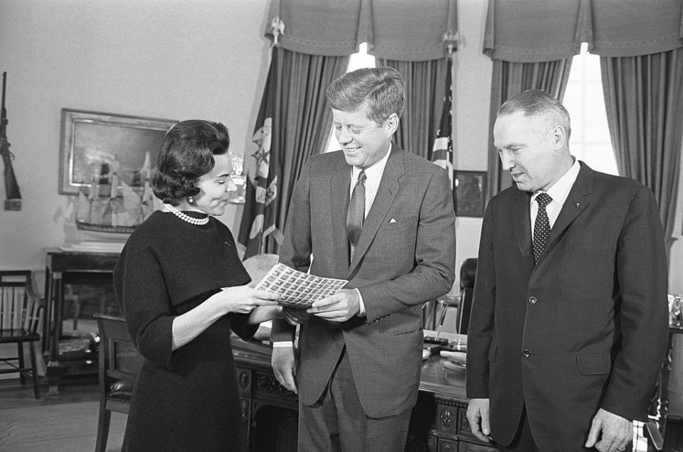 1963: President Kennedy receives the Christmas seals