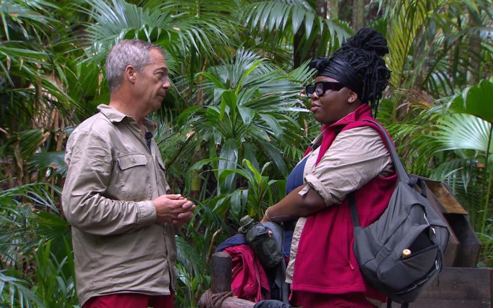 Nigel Farage with YouTuber Nella Rose in the I'm A Celebrity jungle