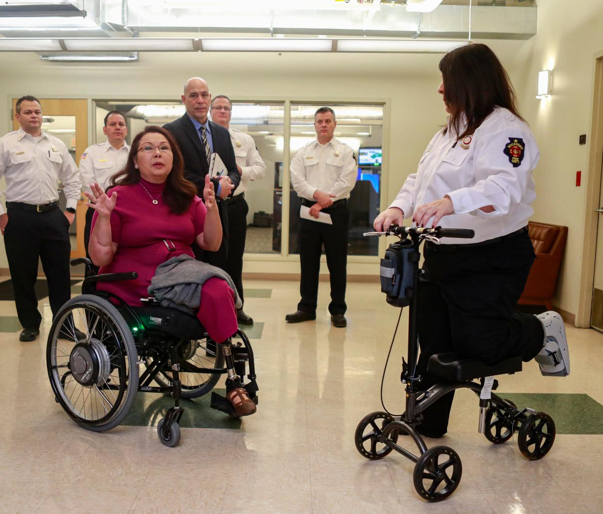 U.S. Sen. Tammy Duckworth, D-Illinois, visits Rockford Fire Department headquarters on Saturday, Jan. 21, 2023, in Rockford.