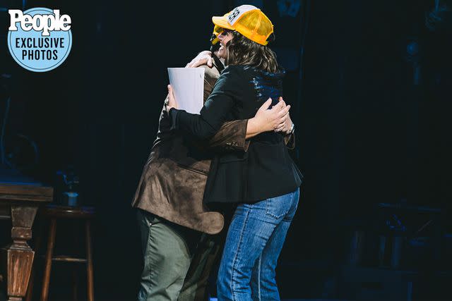 <p>Michaelah Reynolds for GUTENBERG! THE MUSICAL!</p> Josh Gad and Idina Menzel at 'Gutenberg! The Musical'