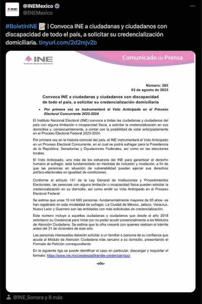 Por primera vez se instrumentará el Voto Anticipado en el Proceso Electoral Concurrente 2023-2024