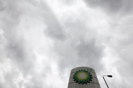 A BP logo is seen at a petrol station in London May 15, 2013. REUTERS/Stefan Wermuth