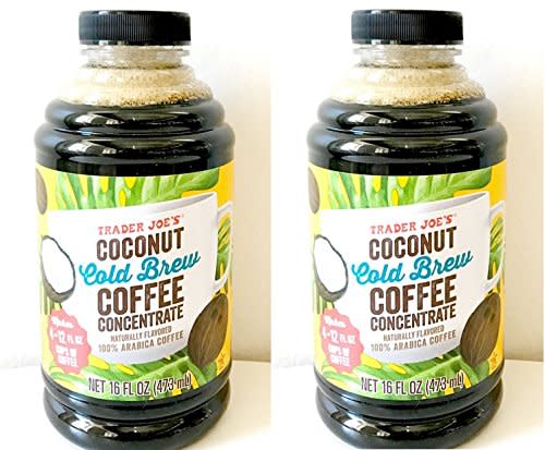 Trader Joe's Coconut Cold Brew Coffee Concentrate 473 ml. (Pack of 2 bottles)