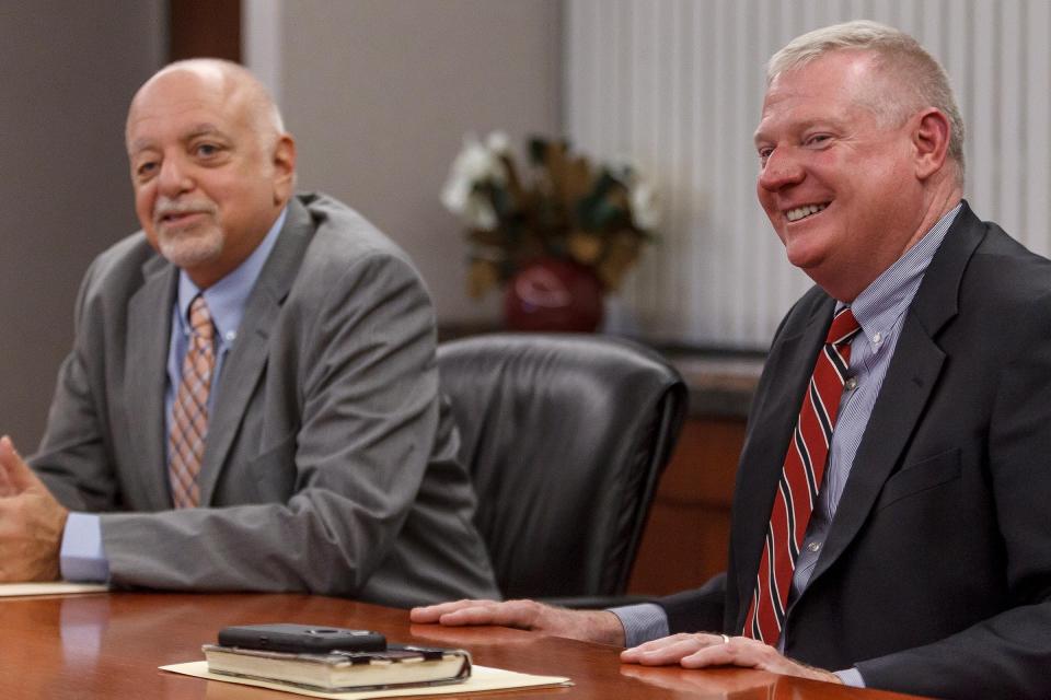 South Florida Water Management District Executive Director Pete Antonacci, left, and South Florida Water Management District board member Kevin Powers in 2015.