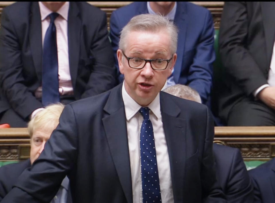 Chancellor of the Duchy of Lancaster Michael Gove speaks in the House of Commons, London, after Prime Minister Boris Johnson delivered a statement on his new Brexit deal.