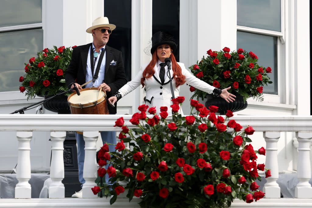 louisville, kentucky may 04 wynonna judd and husband cactus moser perform the national anthem before the start of the 150th running of the kentucky derby at churchill downs on may 04, 2024 in louisville, kentucky photo by rob carrgetty images