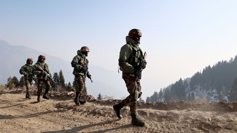 Indian soldiers patrol the de facto border between Pakistan and India in Jammu and Kashmir earlier this year. - Nasir Kachroo/NurPhoto/Shutterstock