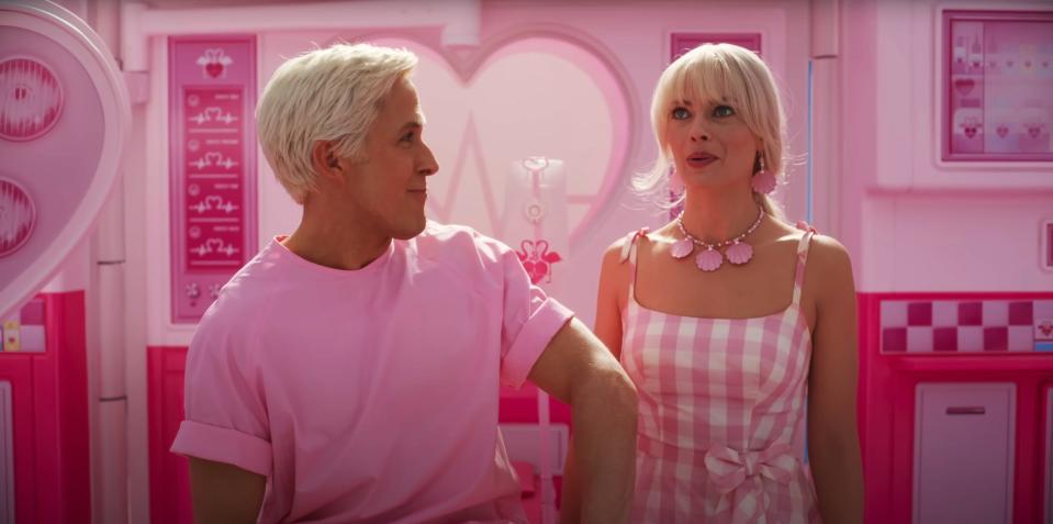 Ryan Gosling and Margot Robbie in Barbie.