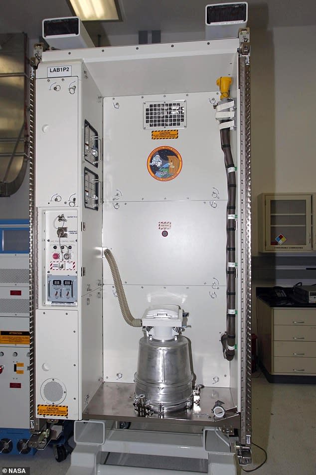 A previous NASA toilet used on space missions.