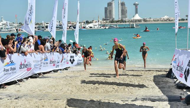 Junior Splash Dash winners at the Abu Dhabi Swimming Festival.