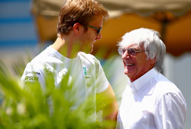 F1's chief, Ecclestone, (R) likes his new race site. (Getty Images)