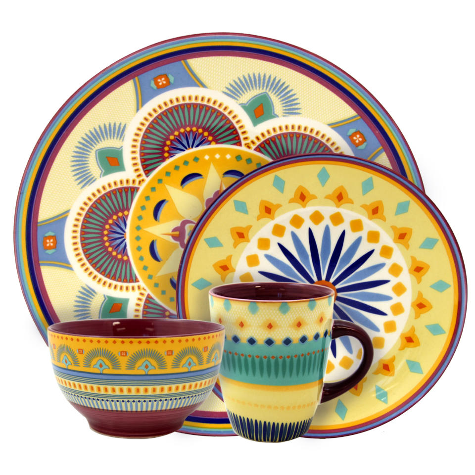 Elama Puesta De Sol 16 Piece Stoneware Dinnerware Set (Photo: Walmart)