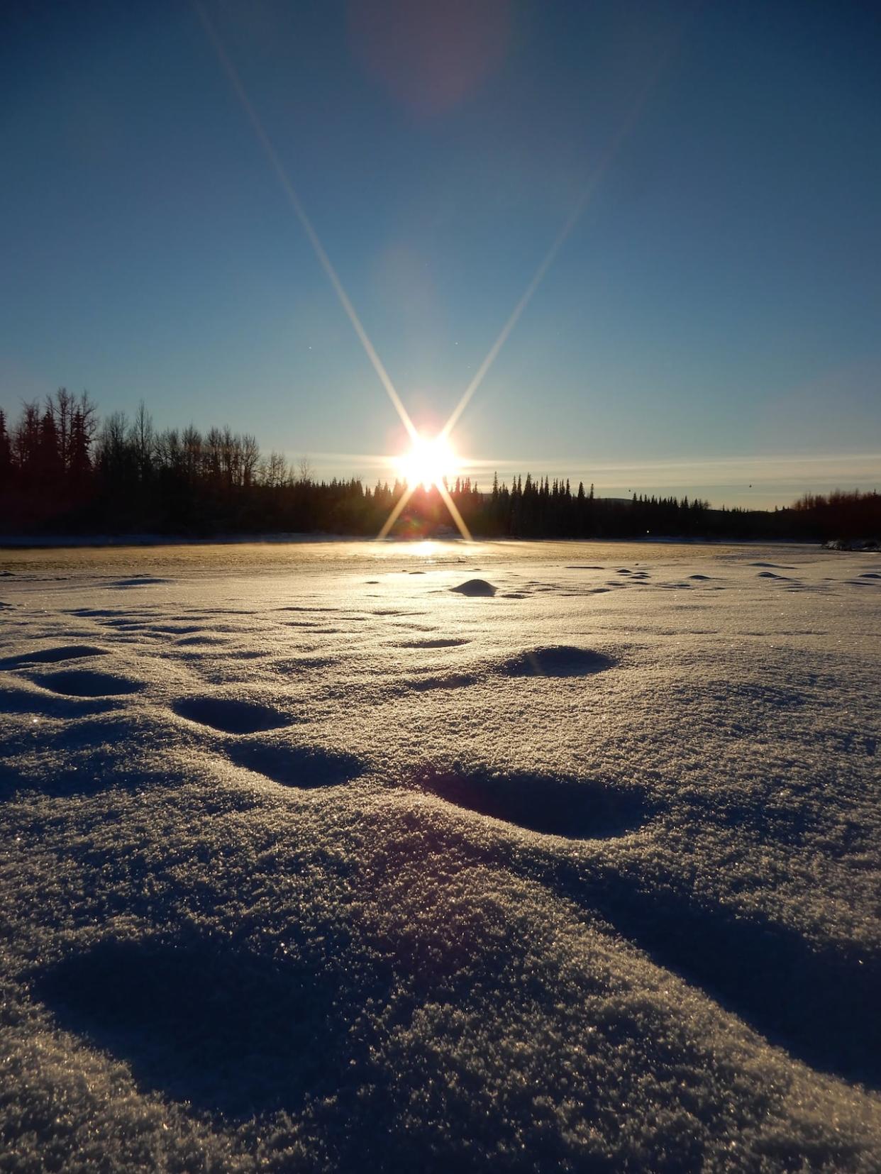 Winter scene near Dawson City, Yukon. Yukon government officials say they are concerned of possible flooding this spring in Old Crow and in the Klondike Valley.  (Philippe Morin/CBC - image credit)