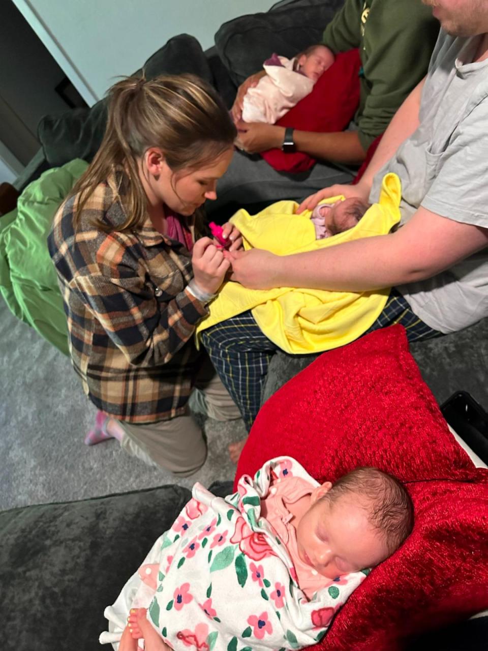 PHOTO: The Hamptons painted the triplets’ toenails to help them tell the girls apart. (Courtesy Theodore Hampton)