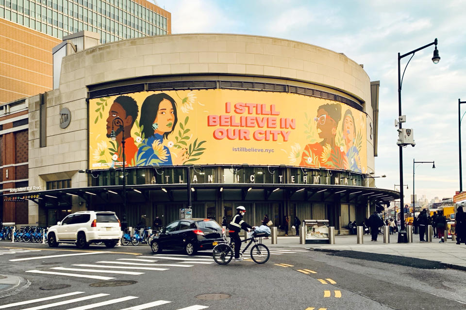 Image: Amanda Phingbodhipakkiya's art on a bulletin board at the Atlantic Terminal in Brooklyn, New York (Courtesy Amanda Phingbodhipakkiya)