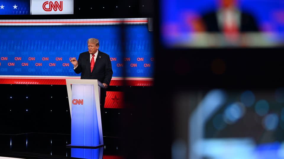 Former President Donald Trump speaks during the debate on Thursday. - Will Lanzoni/CNN