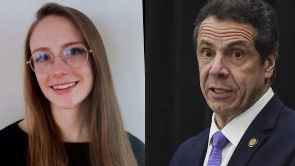 Former governor staffer Charlotte Bennett (left) and New York Gov. Andrew Cuomo (right)