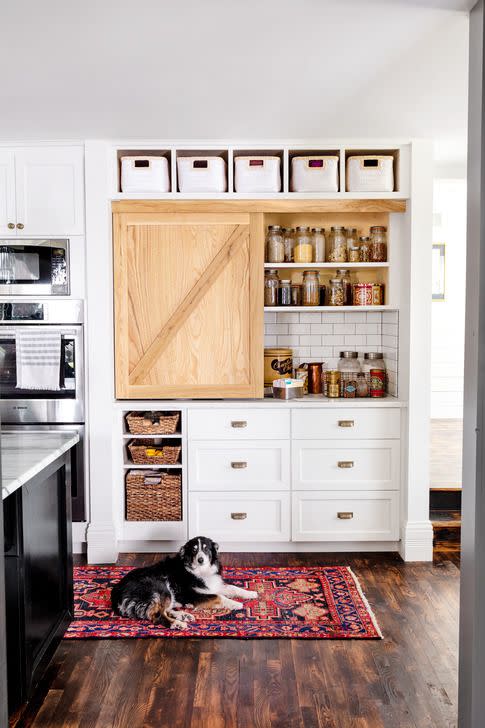 white farmhouse kitchen pantry