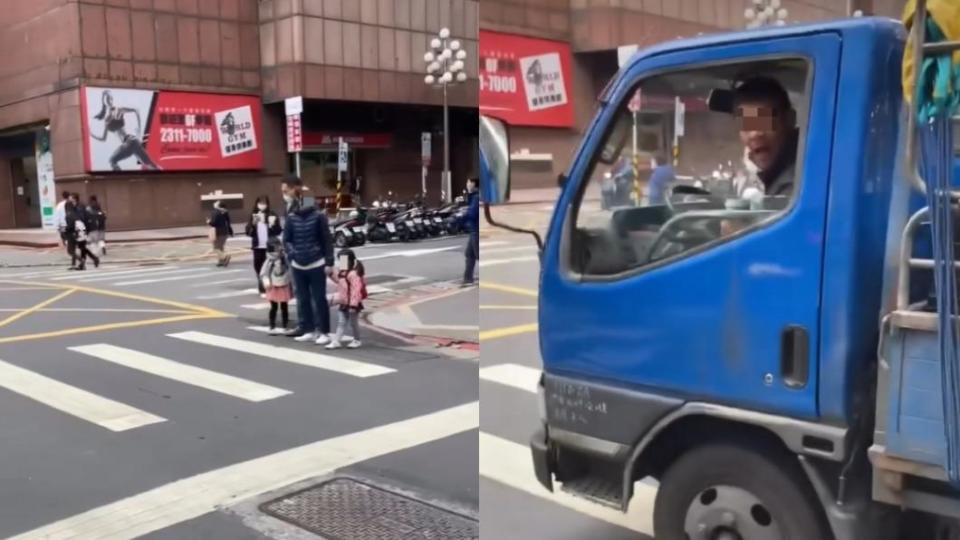 貨車駕駛未禮讓行人。（圖／翻攝自爆料公社） 