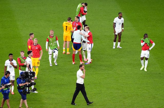 England manager Gareth Southgate stands dejected following the match