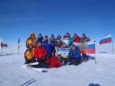 A group shot of all the South Pole trekkers.