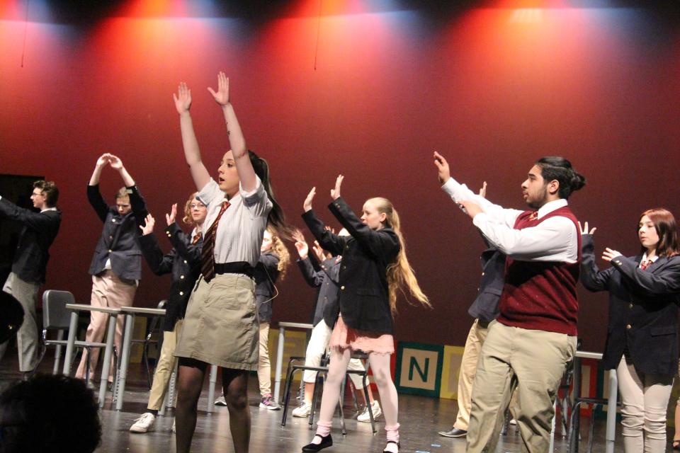 Perry High School students rehearse a scene from "Matilda the Musical."