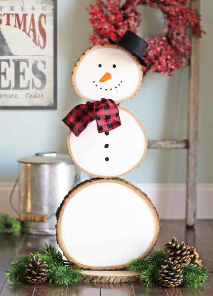 Reversible Snowman Wood Slice Decoration