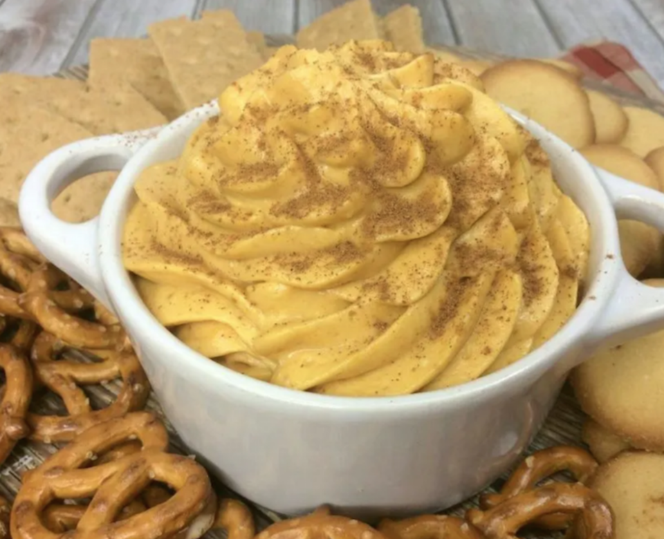 <p>Pam Beth</p><p>This creamy, delicious, super simple pumpkin cheesecake dip is a snap to make using only five ingredients. </p><p><strong>Get the recipe: <em><a href="https://parade.com/842802/pambeth/so-simple-pumpkin-cheesecake-dip/" rel="nofollow noopener" target="_blank" data-ylk="slk:Pumpkin Cheesecake Dip;elm:context_link;itc:0;sec:content-canvas" class="link ">Pumpkin Cheesecake Dip</a></em></strong></p>