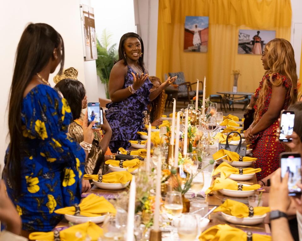 Thelma, Nana and Brenda Agyekum, the stars of Freeform's new series "Royal Rules of Ohio," attend an intimate dinner at Teranga in Harlem, New York.