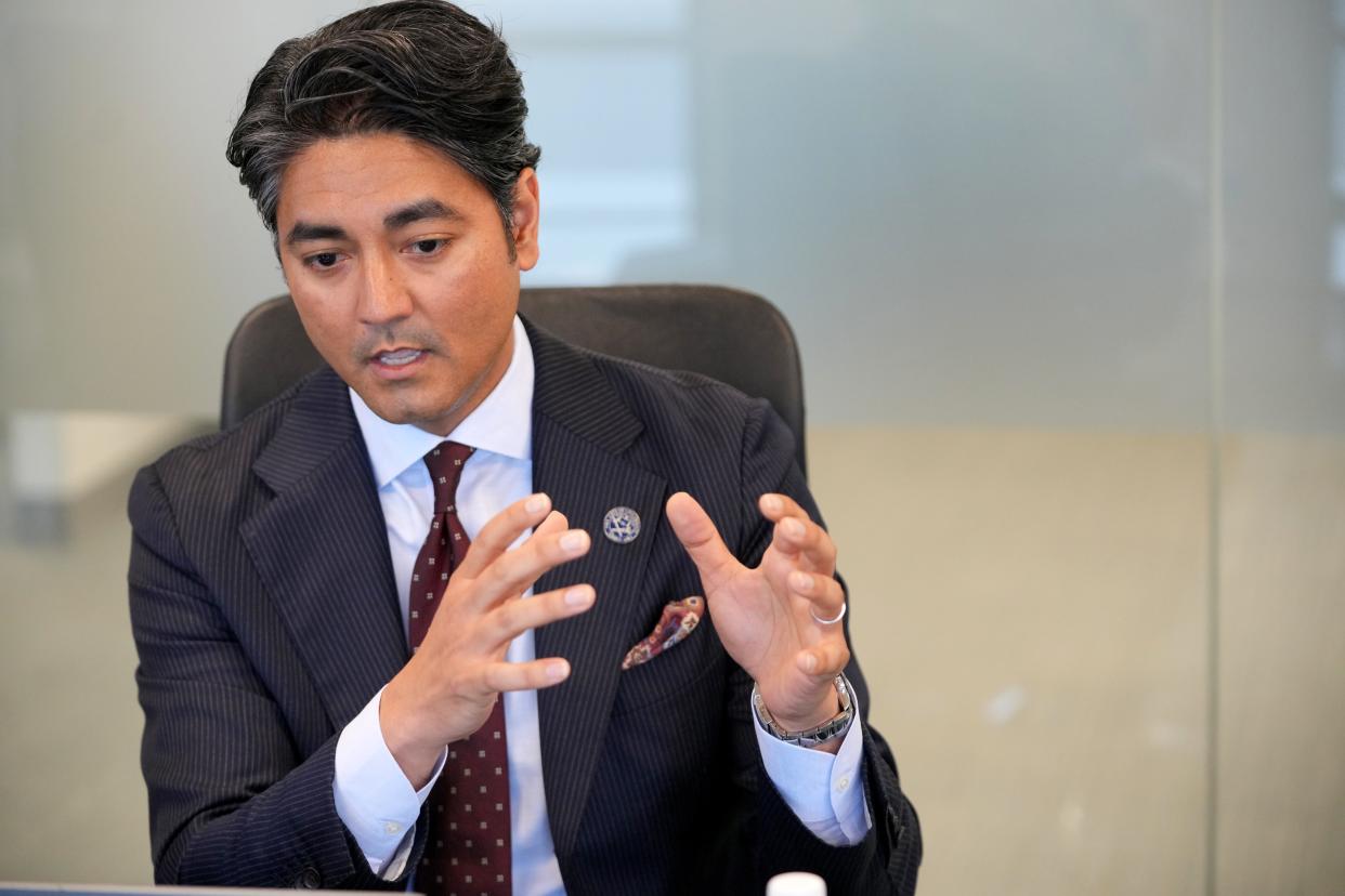 Cincinnati Mayor Aftab Pureval joined The Enquirer editorial board for a discussion on the Connected Communities planning initiative, Monday, June 3, 2024, at The Cincinnati Enquirer newsroom in Downtown Cincinnati.