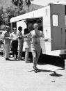 <p>Sean Connery takes a lunch break from filming <em>Diamonds Are Forever.</em></p>