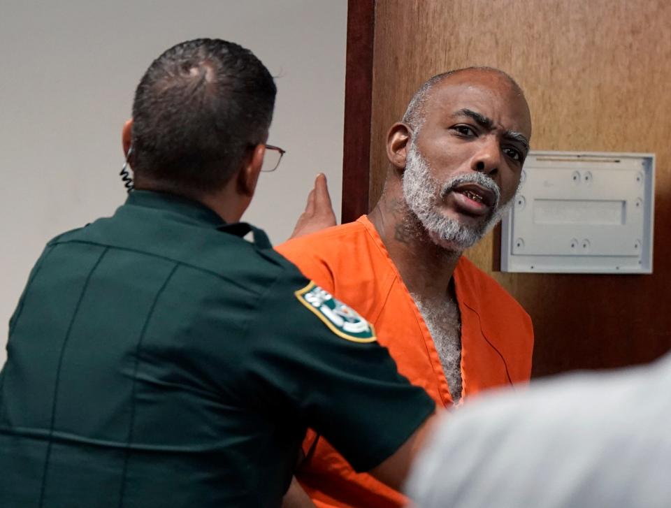 Derick Jones Sr. at his sentencing for human trafficking and other crimes at the S. James Foxman Justice Center in Daytona Beach, Thursday, July 13, 2023.