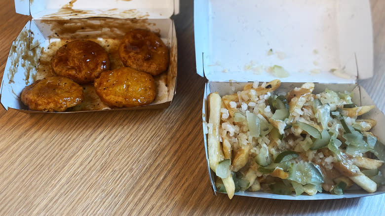 Fast food nuggets and fries