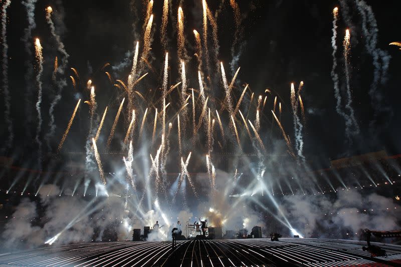 British rock band 'The Who' performs during NFL Super Bowl XLIV halftime show in Miami