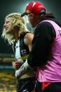 St Kilda's Eli Templeton faces a lengthy stint on the sidelines after breaking his arm against Brisbane