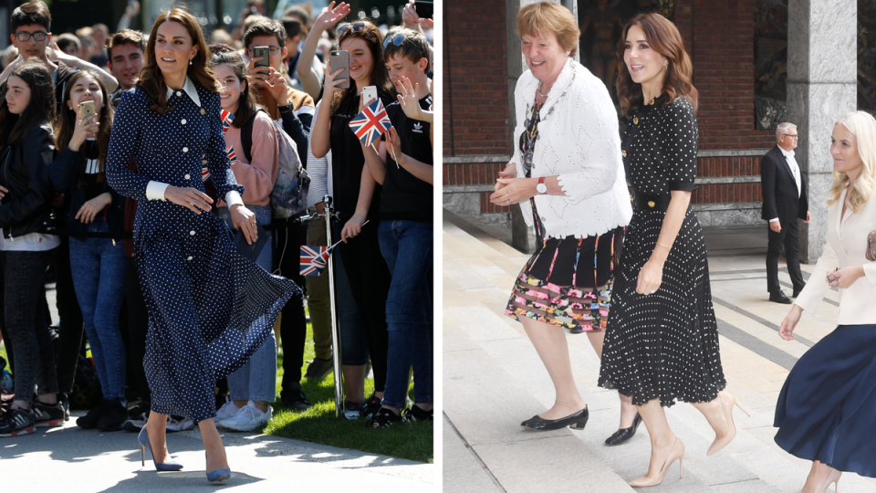 Η Πριγκίπισσα της Ουαλίας το 2019 και η Πριγκίπισσα της Δανίας το 2022 (Getty Images)