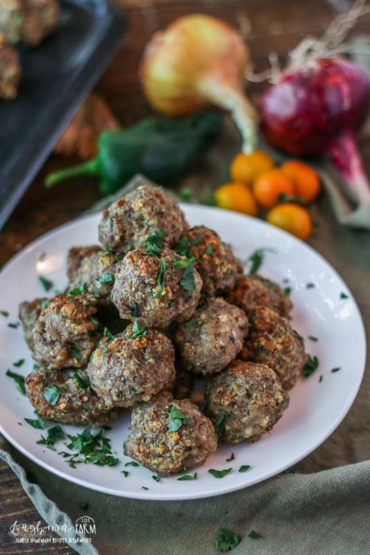 <p>Longbourn Farm</p><p>These meatballs are easy to throw together, taste amazing in a variety of dishes, freeze well, and uses a surprising ingredient that takes things up a notch. </p><p><strong>Get the recipe: </strong><strong><a href="https://longbournfarm.com/homemade-italian-meatballs/" rel="nofollow noopener" target="_blank" data-ylk="slk:Homemade Italian Lamb Meatballs;elm:context_link;itc:0;sec:content-canvas" class="link rapid-noclick-resp">Homemade Italian Lamb Meatballs</a></strong></p>