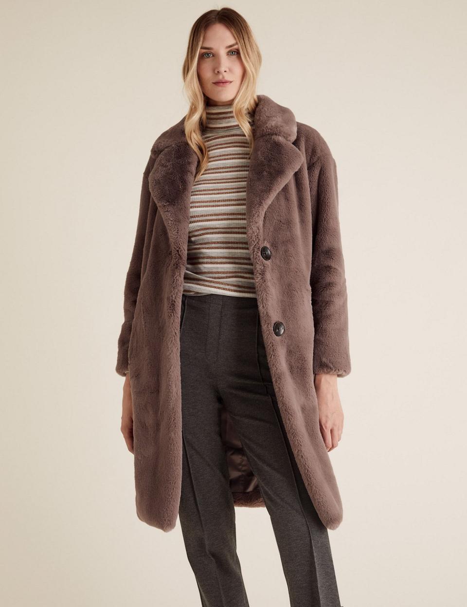 Faux Fur Longline Coat