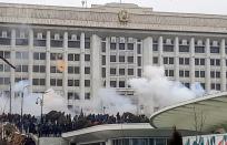 Protesters were reported to have stormed several buildings include the Almaty mayor's office (AFP/-)