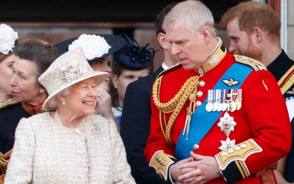 The Queen and Prince Andrew watching the Trooping The Colour in 2019  - Max Mumby