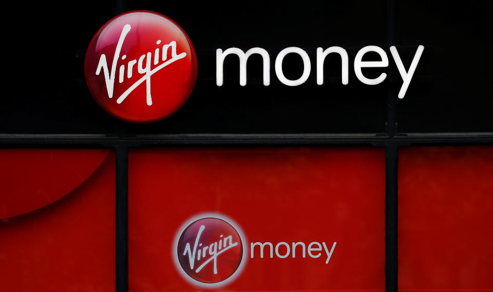 Signage is see outside a branch of Virgin Money in Manchester, Britain September 21, 2017. Picture taken September 21, 2017.   REUTERS/Phil Noble