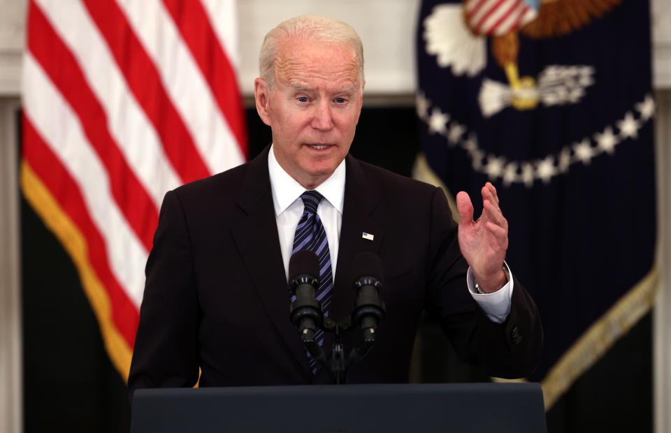 WASHINGTON, DC - JUNE 23: U.S. President Joe Biden speaks on gun crime prevention measures at the White House on June 23, 2021 in Washington, DC. Biden outlined new measures to curb gun violence including stopping the flow illegal guns and targeting rogue gun dealers.