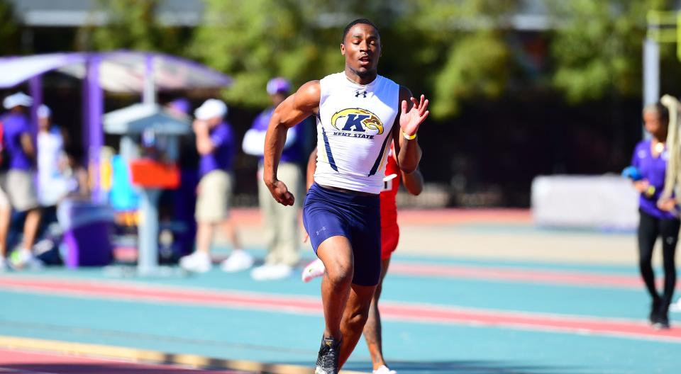 Asa Hodrick won the 100 meters and took second in the 200 meters, helping the Kent State men's track and field team take first place at the 2022 MAC Outdoor Championships in Kalamazoo, Mich.