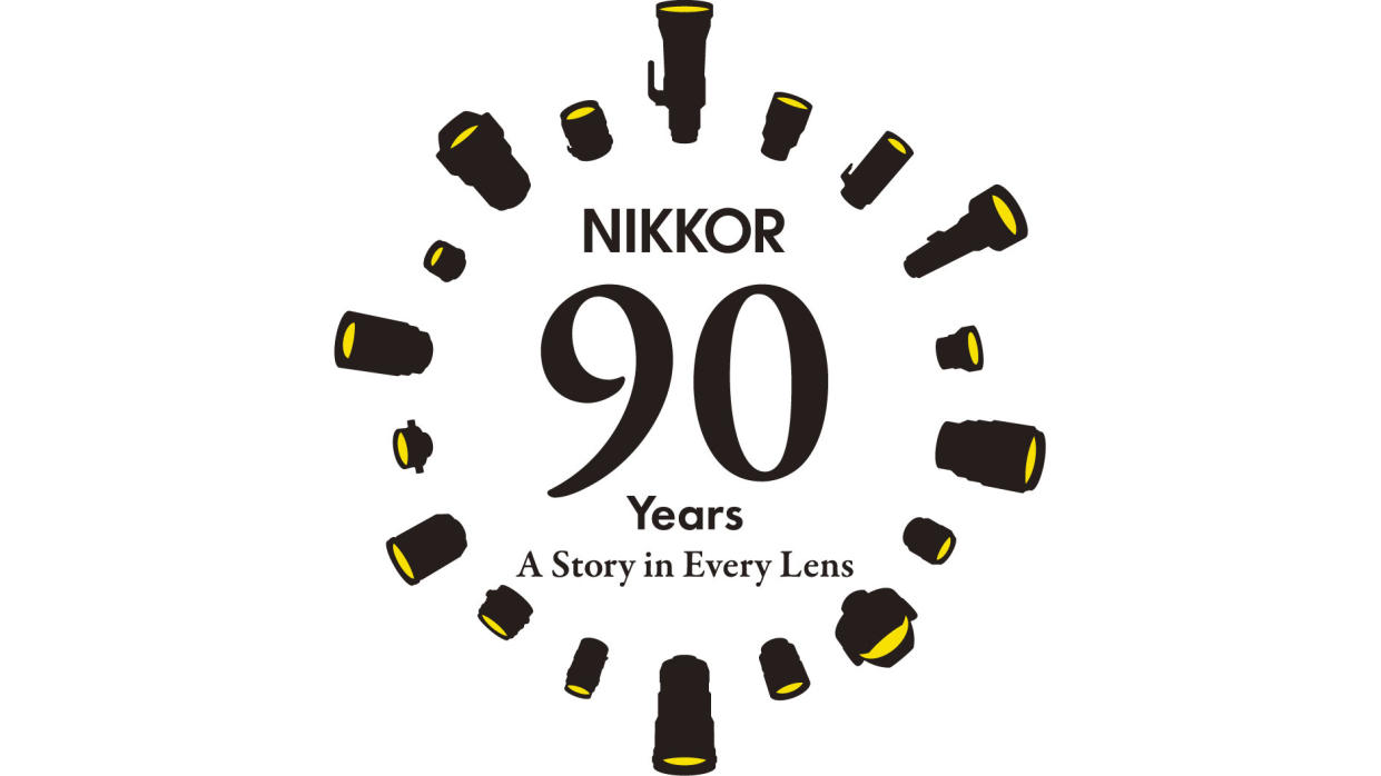  Nikon logo celebrating 90 years of nikkor lenses. 