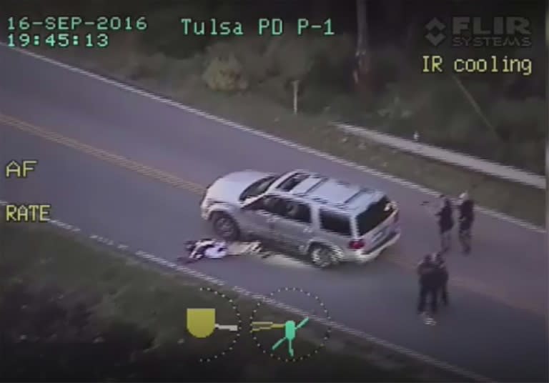 In this image from video provided September 20, 2016 by the Tulsa Police Department in Tulsa, Oklahoma shows the officer involved shooting of Terence Crutcher