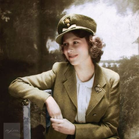 A colourised photograph of Queen Elizabeth in 1942, by Reddit user ColourbyRJM - Credit: Reddit/ColourbyRJM