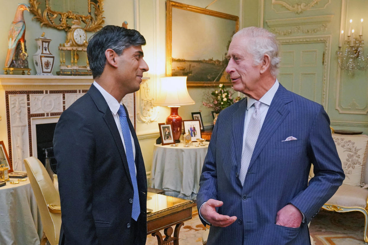 Le roi Charles III a rencontré Rishi Sunak pour leur audience hebdomadaire, le 21 février 2024.